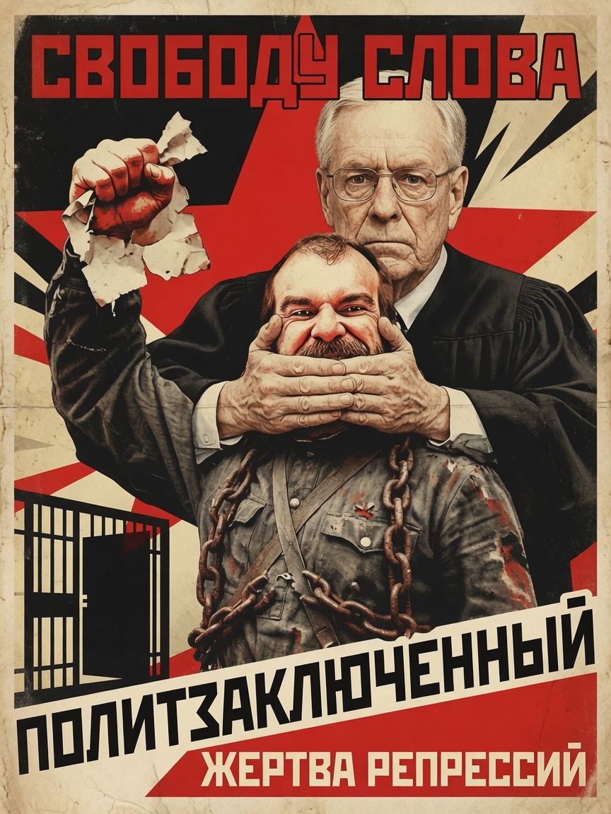 Свободу слова — Judge gags political prisoner Lane Myers poster